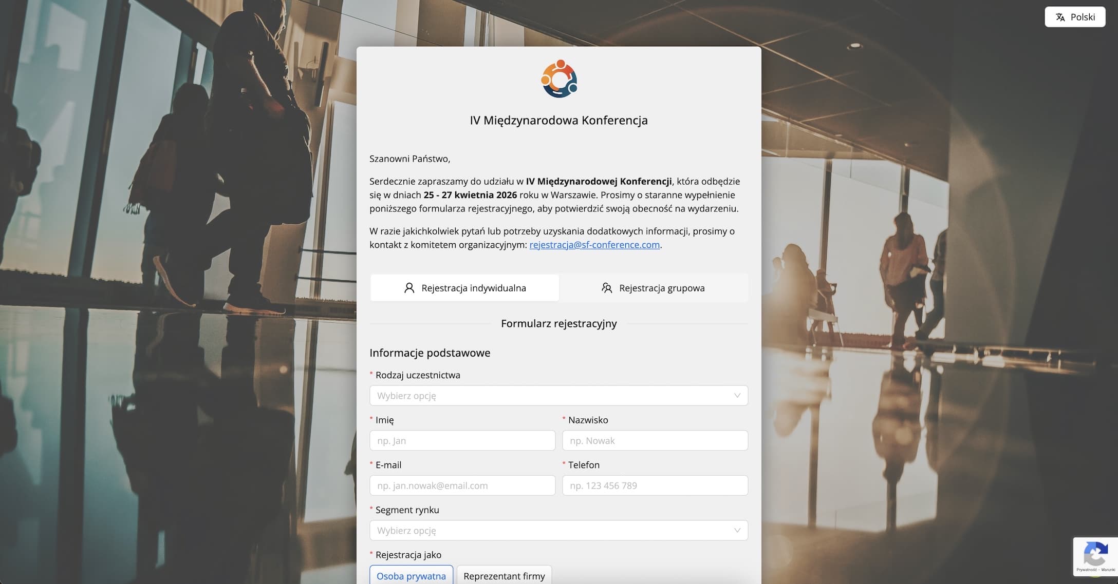 Przykładowy formularz rejestracyjny